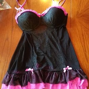 Womans sparkly black and pink lingerie size Medium